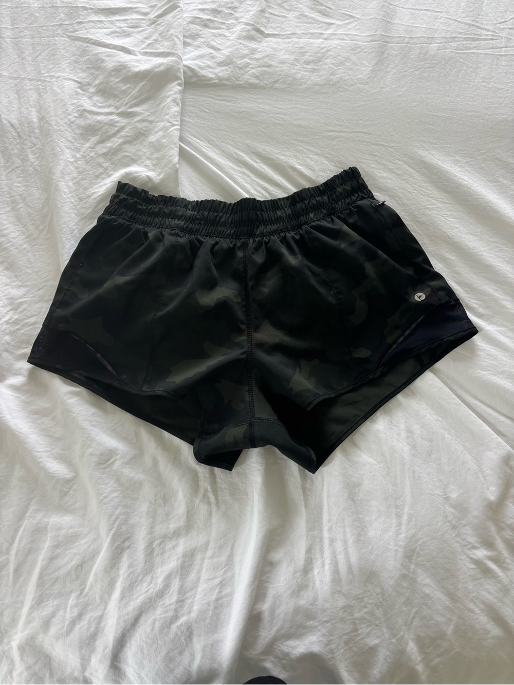 90 Degree By Reflex Black Camouflage Athletic Running Shorts